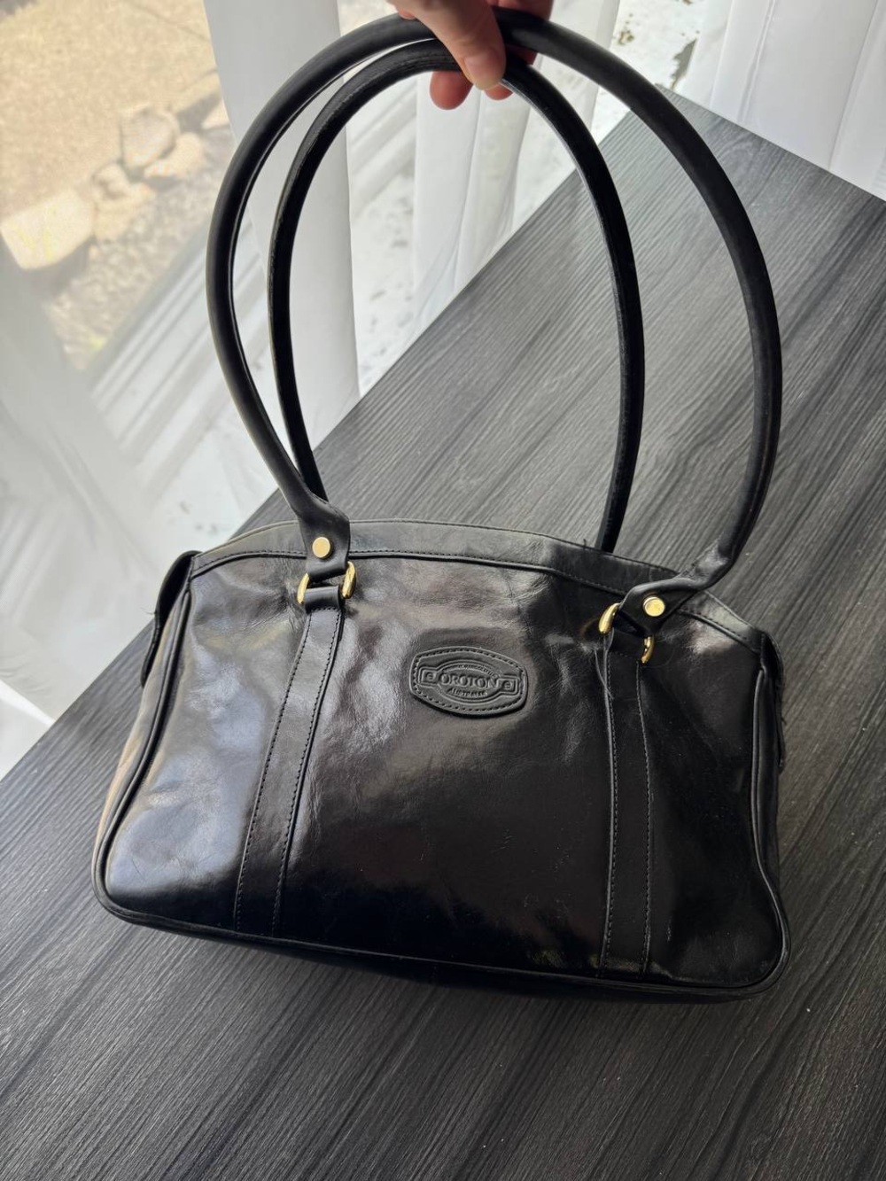 Vintage OROTON LEATHER AUSTRALIA BLACK Purse Shoulder Bag